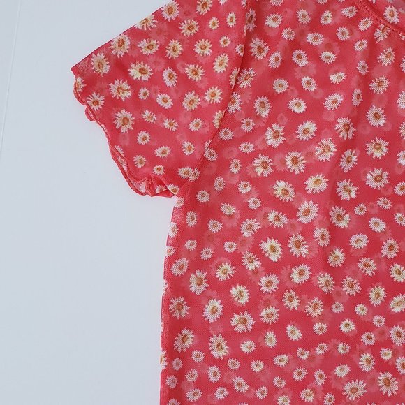 PERSAYA Red Floral Mesh Top - Picture 4 of 9